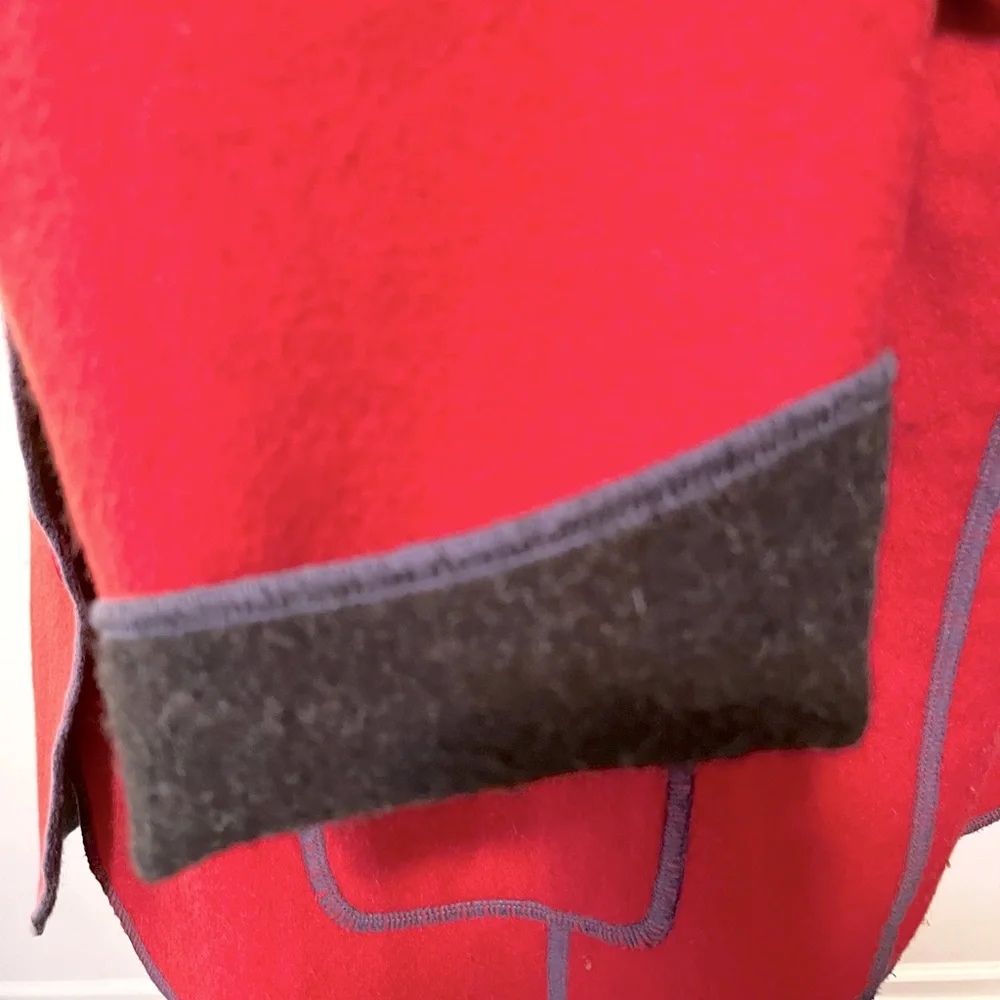 Vintage Barry Bricken Baby Alpaca & Wool Jacket Blazer. Red/Dk Blue Trim. XL